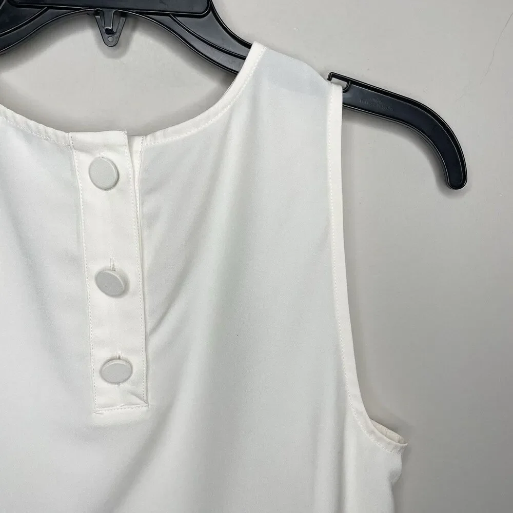 J.CREW Top Women XS Sleeveless Button-Back Shell NEW Ivory BY429 - Picture 7 of 11
